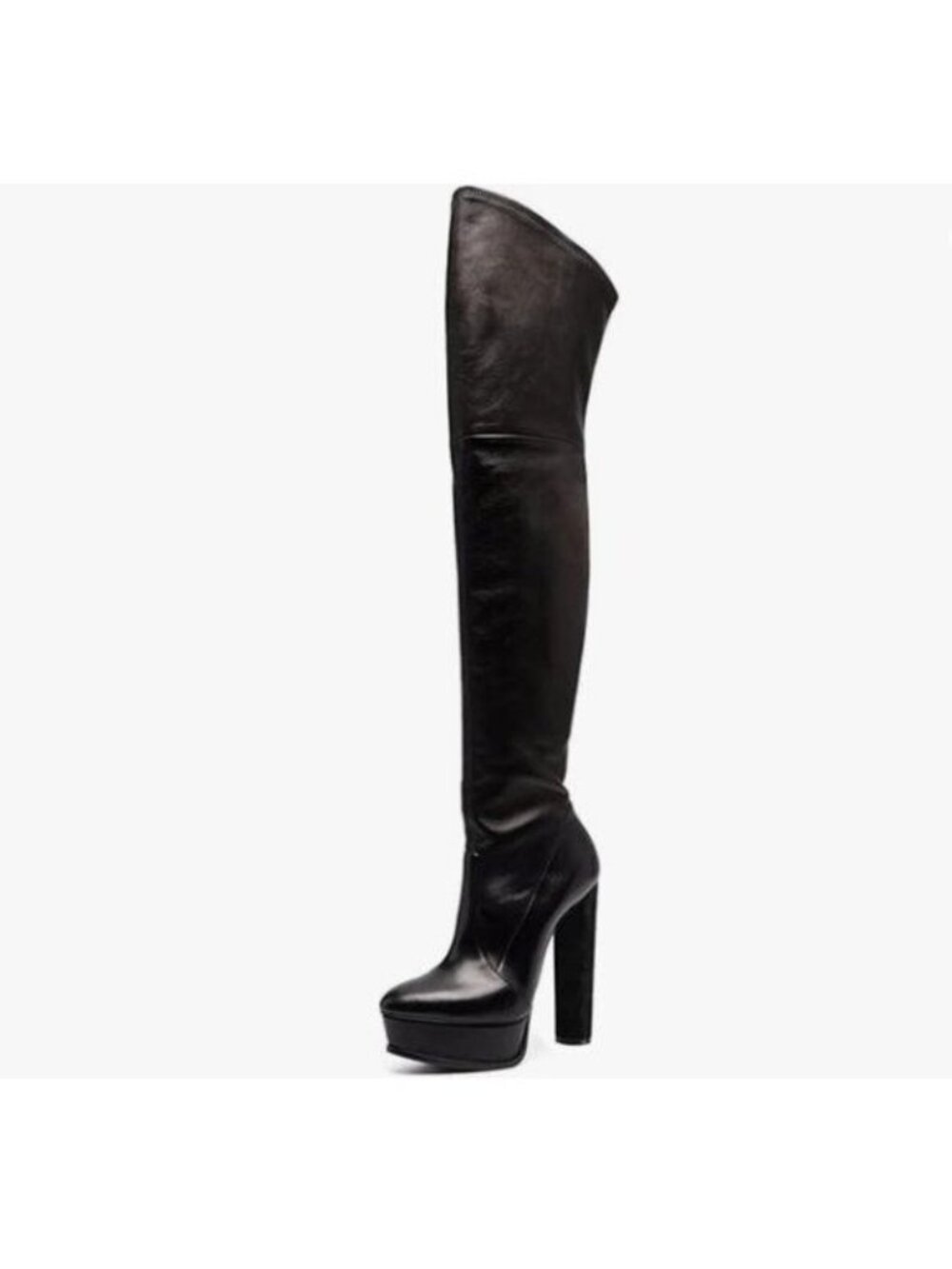 FSJ Black Sexy Thigh High Long Boots Over The Knee Platform Thick High Heel Shoe